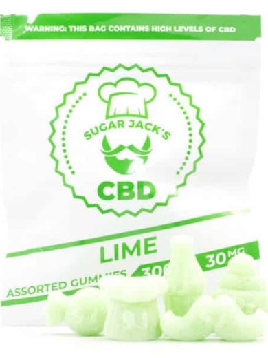 300mg cbd assorted lime gummies sugar jack s