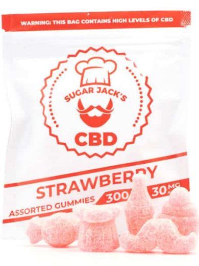 300mg cbd assorted strawberry gummies sugar jack s