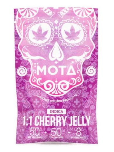 indica medicated 1 1 cherry jelly 100mg thc cbd mota