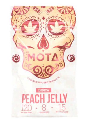 indica medicated peach jelly 120mg thc mota