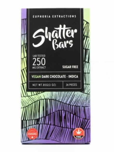 indica vegan dark chocolate shatter bar euphoria extractions